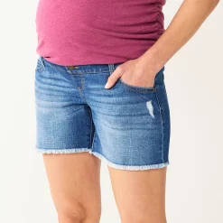 Maternity Sonoma Goods For Life® Inset Over-The-Belly Frayed Jean Shorts