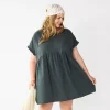 Plus Size Sonoma Goods For Life® Ruffled A-Line Mini Dress -Sonoma Store 5584068 Gray
