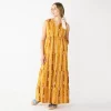 Petite Sonoma Goods For Life® Tiered Maxi Dress 1 Petite Sonoma Goods For Life® Tiered Maxi Dress -Sonoma Store 5584155 Gold Ikat Stripe