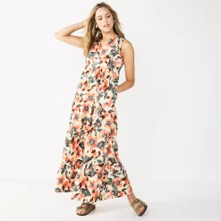 Petite Sonoma Goods For Life® Tiered Maxi Dress -Sonoma Store 5584155 Pink Floral