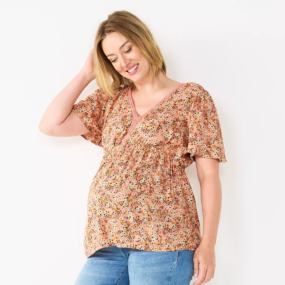 Maternity Sonoma Goods For Life® Flutter Sleeve Top 4 Maternity Sonoma Goods For Life® Flutter Sleeve Top - Image 2