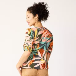 Women's Sonoma Goods For Life® Pleated Elbow-Sleeve Blouse -Sonoma Store 5584778 ALT