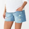 Maternity Sonoma Goods For Life® Over-the-Belly Frayed Hem Shorts -Sonoma Store 5585240 Destructed Light Wash