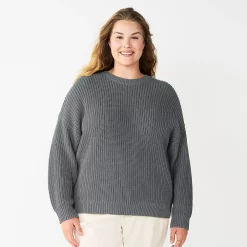 Plus Size Sonoma Goods For Life® Drop Shoulder Sweater -Sonoma Store 5585467 Gray
