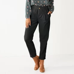 Women's Sonoma Goods For Life® Mid-Rise Straight-Leg Paperbag Pants -Sonoma Store 5587701 Black