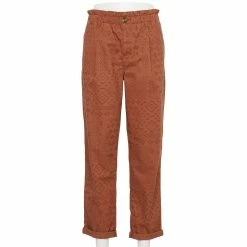 Women's Sonoma Goods For Life® Mid-Rise Straight-Leg Paperbag Pants -Sonoma Store 5587701 Brown Ikat
