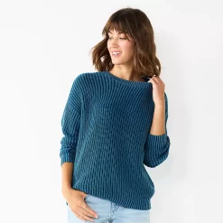 Petite Sonoma Goods For Life® Drop Shoulder Pullover Sweater -Sonoma Store 5587850 Blue