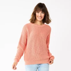 Petite Sonoma Goods For Life® Drop Shoulder Pullover Sweater -Sonoma Store 5587850 Coral