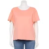 Plus Size Sonoma Goods For Life Seamed Flutter Sleeve Top -Sonoma Store 5588211 Coral
