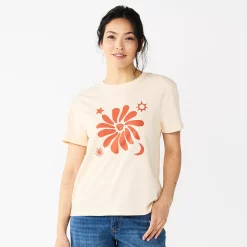 Women's Sonoma Goods For Life® Relaxed Graphic Tee -Sonoma Store 5596692 Cream Orange Floral