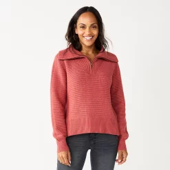 Women's Sonoma Goods For Life® Cozy Quarter-Zip Sweater -Sonoma Store 5597622 Mauve