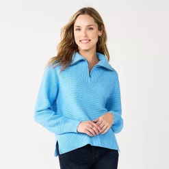 Women's Sonoma Goods For Life® Cozy Quarter-Zip Sweater -Sonoma Store 5597622 Sky Blue