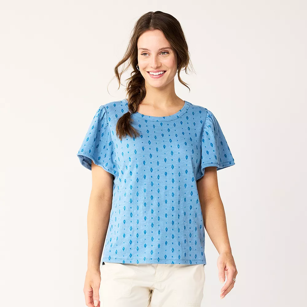 Women's Sonoma Goods For Life® Seamed Flutter Sleeve Top 4 Women's Sonoma Goods For Life® Seamed Flutter Sleeve Top - Image 2