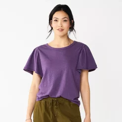 Women's Sonoma Goods For Life® Seamed Flutter Sleeve Top 14 Women's Sonoma Goods For Life® Seamed Flutter Sleeve Top -Sonoma Store 5611922 Dark Purple