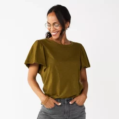 Women's Sonoma Goods For Life® Seamed Flutter Sleeve Top 19 Women's Sonoma Goods For Life® Seamed Flutter Sleeve Top -Sonoma Store 5611922 Olive
