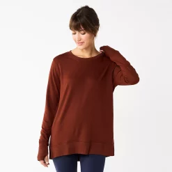 Women's Sonoma Goods For Life® Super Soft Solid Tunic Sweatshirt -Sonoma Store 5621644 Deep Wine