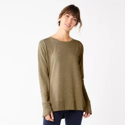 Women's Sonoma Goods For Life® Super Soft Solid Tunic Sweatshirt -Sonoma Store 5621644 Olive
