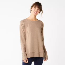 Women's Sonoma Goods For Life® Super Soft Solid Tunic Sweatshirt -Sonoma Store 5621644 Tan