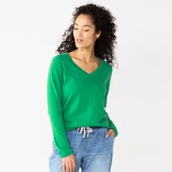 Women's Sonoma Goods For Life® Everyday V-Neck Long Sleeve Tee 42 Women's Sonoma Goods For Life® Everyday V-Neck Long Sleeve Tee -Sonoma Store 5625801 Aloe Green