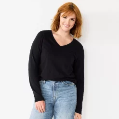 Women's Sonoma Goods For Life® Everyday V-Neck Long Sleeve Tee 38 Women's Sonoma Goods For Life® Everyday V-Neck Long Sleeve Tee -Sonoma Store 5625801 Black