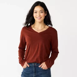 Women's Sonoma Goods For Life® Everyday V-Neck Long Sleeve Tee 50 Women's Sonoma Goods For Life® Everyday V-Neck Long Sleeve Tee -Sonoma Store 5625801 Deep Wine