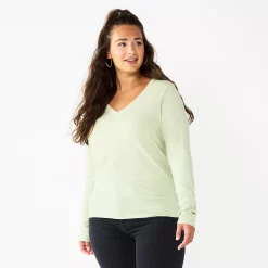 Women's Sonoma Goods For Life® Everyday V-Neck Long Sleeve Tee 56 Women's Sonoma Goods For Life® Everyday V-Neck Long Sleeve Tee -Sonoma Store 5625801 Mint Green