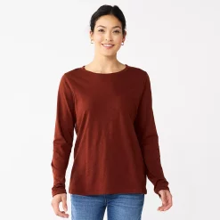 Women's Sonoma Goods For Life® Everyday Crewneck Long Sleeve Tee -Sonoma Store 5625802 Deep Wine