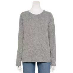 Women's Sonoma Goods For Life® Everyday Crewneck Long Sleeve Tee -Sonoma Store 5625802 Gray Texture