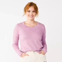 Women's Sonoma Goods For Life® Everyday Crewneck Long Sleeve Tee -Sonoma Store 5625802 Light Purple