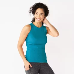 Women's Sonoma Goods For Life® Slim Fit High Neck Rib Tank -Sonoma Store 5651280 Dark Teal