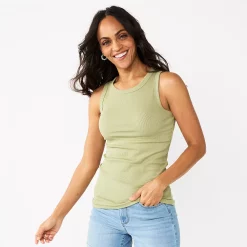 Women's Sonoma Goods For Life® Slim Fit High Neck Rib Tank -Sonoma Store 5651280 Light Green