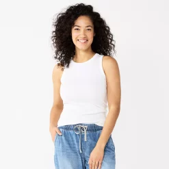 Women's Sonoma Goods For Life® Slim Fit High Neck Rib Tank -Sonoma Store 5651280 White