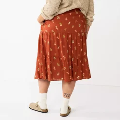 Plus Size Sonoma Goods For Life® Tiered Midi Skirt -Sonoma Store 5659149 ALT