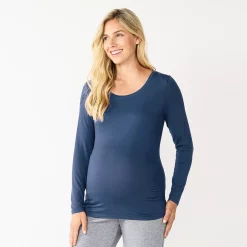 Maternity Sonoma Goods For Life® Essential Scoopneck Long Sleeve Tee -Sonoma Store 5672154 Blue