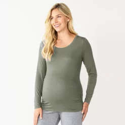 Maternity Sonoma Goods For Life® Essential Scoopneck Long Sleeve Tee -Sonoma Store 5672154 Green