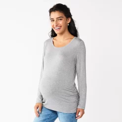 Maternity Sonoma Goods For Life® Essential Scoopneck Long Sleeve Tee -Sonoma Store 5672154 Grey