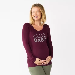 Maternity Sonoma Goods For Life® Essential Scoopneck Long Sleeve Tee -Sonoma Store 5672154 Hello Baby