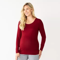 Maternity Sonoma Goods For Life® Essential Scoopneck Long Sleeve Tee -Sonoma Store 5672154 Maroon