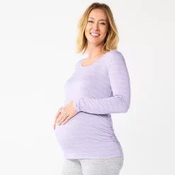 Maternity Sonoma Goods For Life® Essential Scoopneck Long Sleeve Tee -Sonoma Store 5672154 Purple Stripe