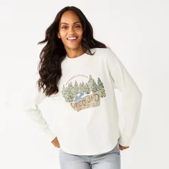 Women's Sonoma Goods For Life® Mockneck Waffle Top 15 Women's Sonoma Goods For Life® Mockneck Waffle Top -Sonoma Store 5672315 Ivory Nature Graphic