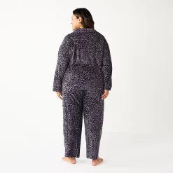 Plus Size Sonoma Goods For Life® Velour Pajama Shirt & Pajama Pants Sleep Set -Sonoma Store 5675146 ALT