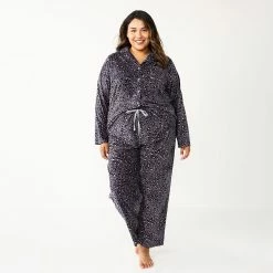 Plus Size Sonoma Goods For Life® Velour Pajama Shirt & Pajama Pants Sleep Set -Sonoma Store 5675146 ALT2