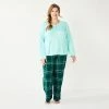 Plus Size Sonoma Goods For Life® Flannel Pajama Pants & Pajama Top Sleep Set -Sonoma Store 5675638 Green Cuddle Pld