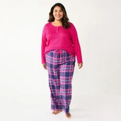 Plus Size Sonoma Goods For Life® Flannel Pajama Pants & Pajama Top Sleep Set 8 Plus Size Sonoma Goods For Life® Flannel Pajama Pants & Pajama Top Sleep Set -Sonoma Store 5675638 Navy Forest Pld