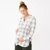 Maternity Sonoma Goods For Life® Belted Empire-Waist Tunic Shirt -Sonoma Store 5679572 Green Plaid