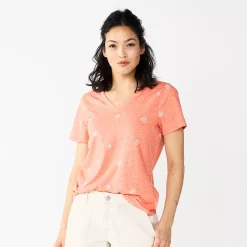 Women's Tall Sonoma Goods For Life® Everyday V-Neck Tee -Sonoma Store 5686285 Coral Mini Floral