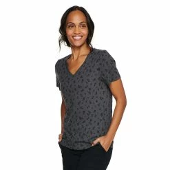 Women's Tall Sonoma Goods For Life® Everyday V-Neck Tee -Sonoma Store 5686285 Dark Gray Mini Floral