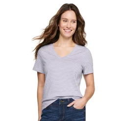 Women's Tall Sonoma Goods For Life® Everyday V-Neck Tee -Sonoma Store 5686285 Light Purple Stripe