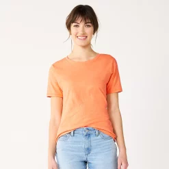 Women's Tall Sonoma Goods For Life® Essential Crewneck Tee -Sonoma Store 5686288 Apricot Orange