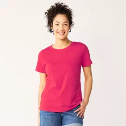 Women's Tall Sonoma Goods For Life® Essential Crewneck Tee -Sonoma Store 5686288 Berry Pink